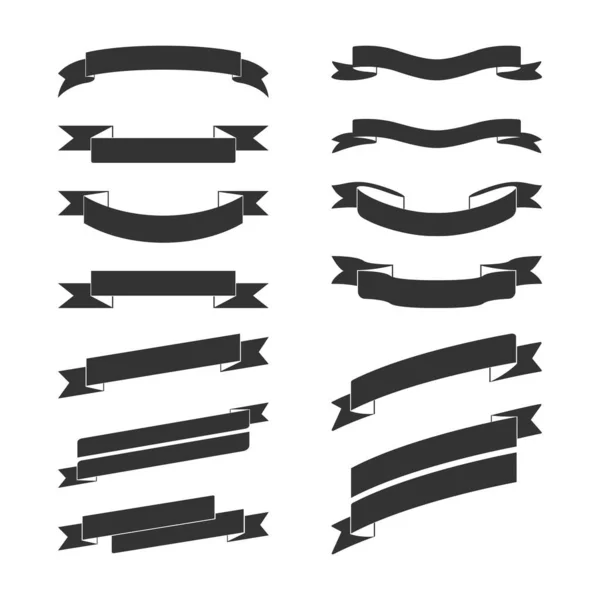 Conjunto Vectores Banner Negro — Vector de stock