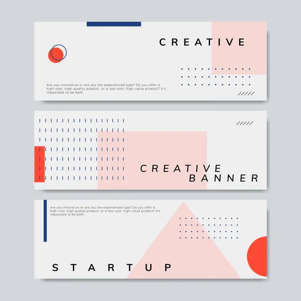 Satz Minimaler Memphis Design Start Banner Vektor — Stockvektor