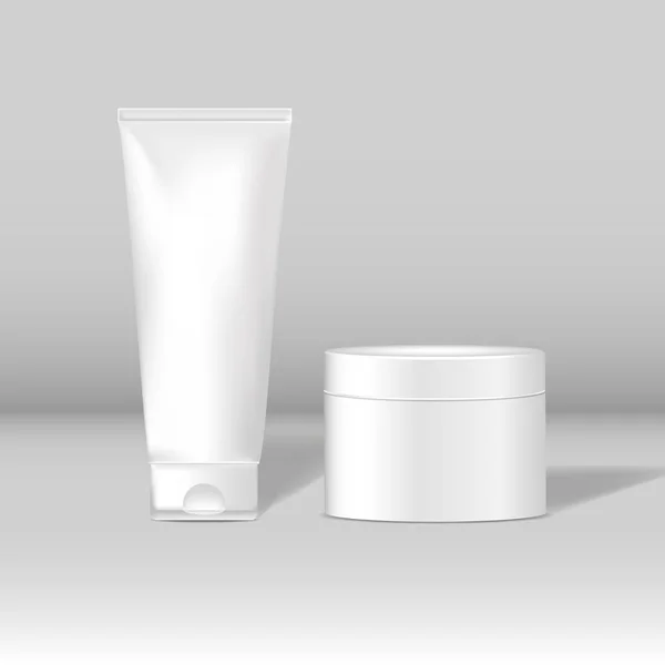 Σετ Άσπρη Συσκευασία Mockups Για Δέρμα Φροντίδα Διάνυσμα — Διανυσματικό Αρχείο