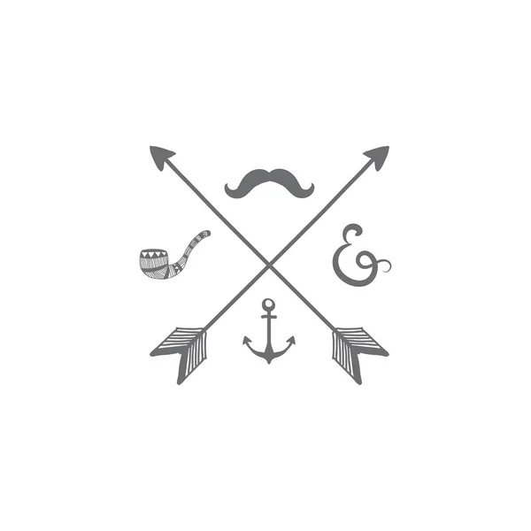 Cruce Flechas Grises Con Bigote Vector Placa Tubo — Vector de stock