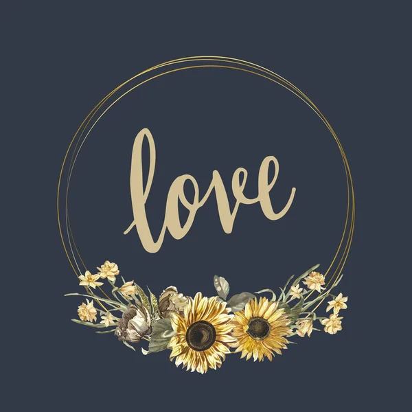 Bloemen Liefde Kaart Mockup Vector — Stockvector