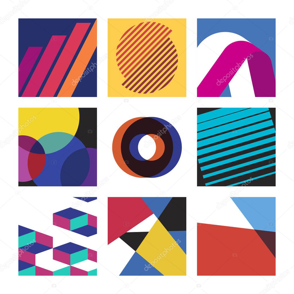 Colorful Swiss graphic design patterns collection