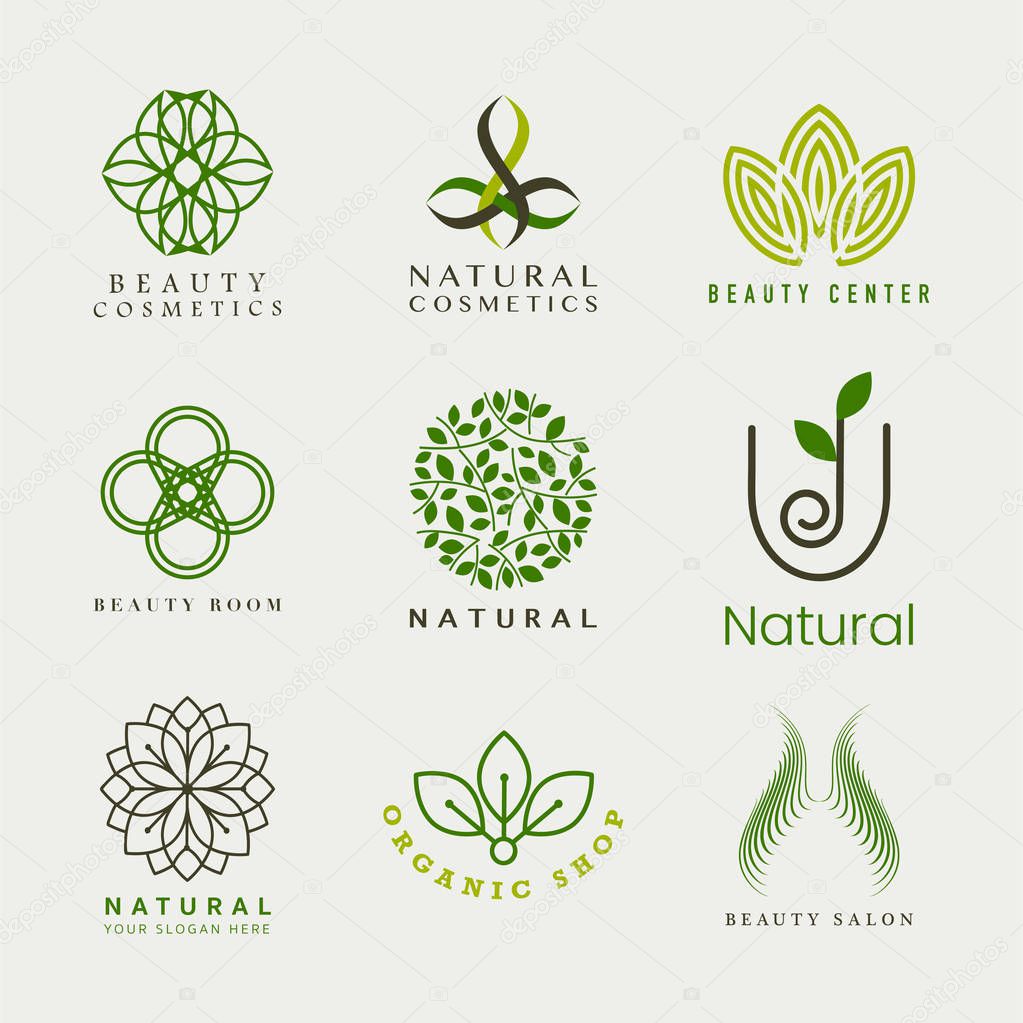 Set of natural cosmetics logo vector