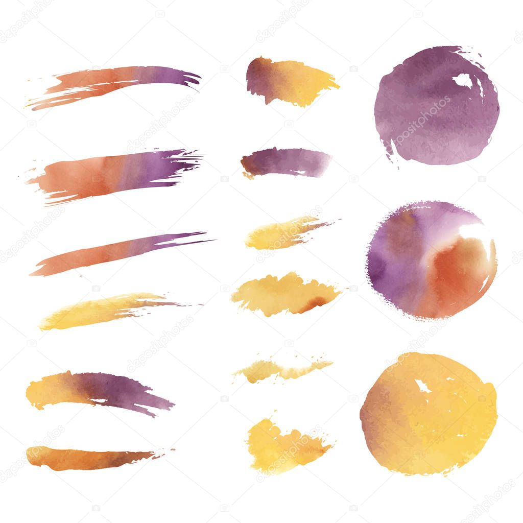 Watercolor geometric shapes vector set