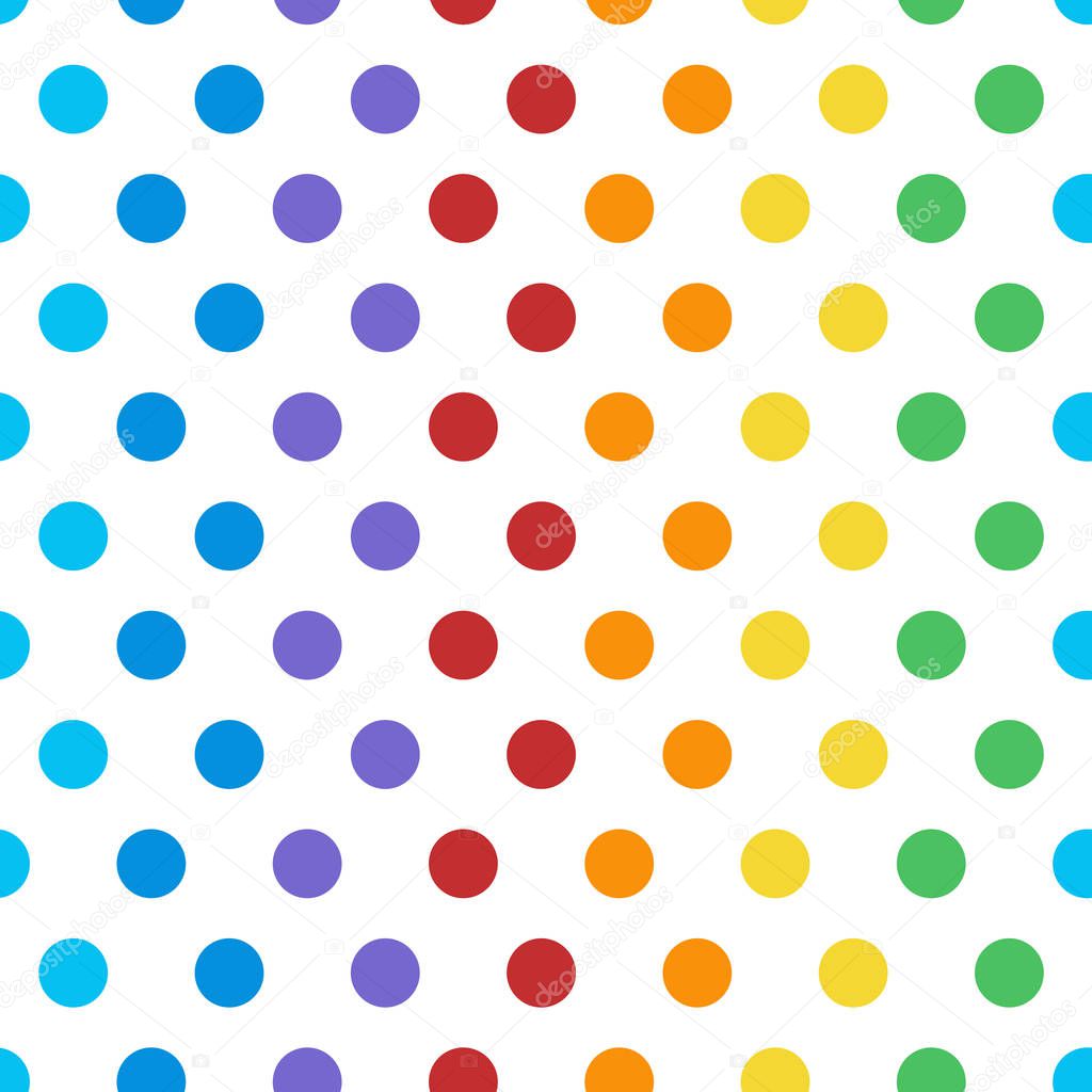 Seamless colorful polka dot pattern vector