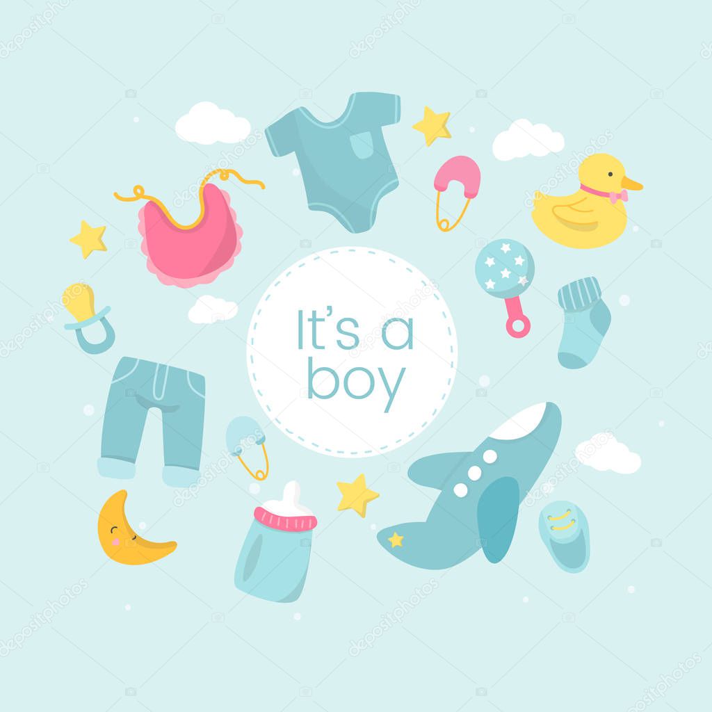 Its a boy baby shower invitation card vector