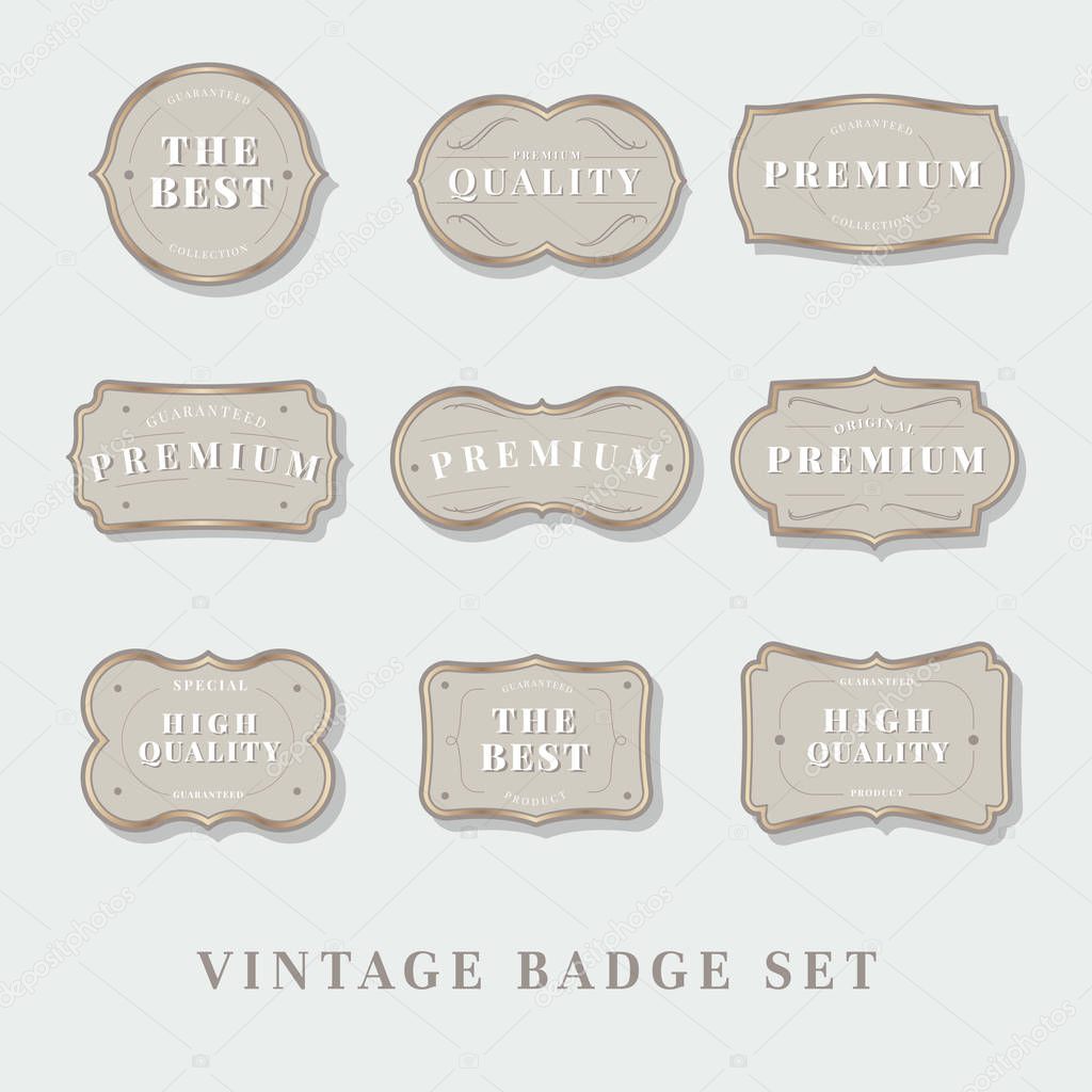 Beige vintage premium badge vectors