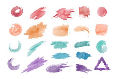 Suluboya geometrik şekiller vektör kümesi