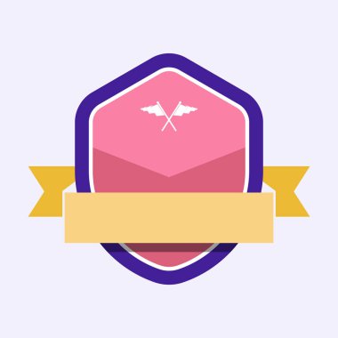 Bir afiş ile süslenmiş renkli rozet