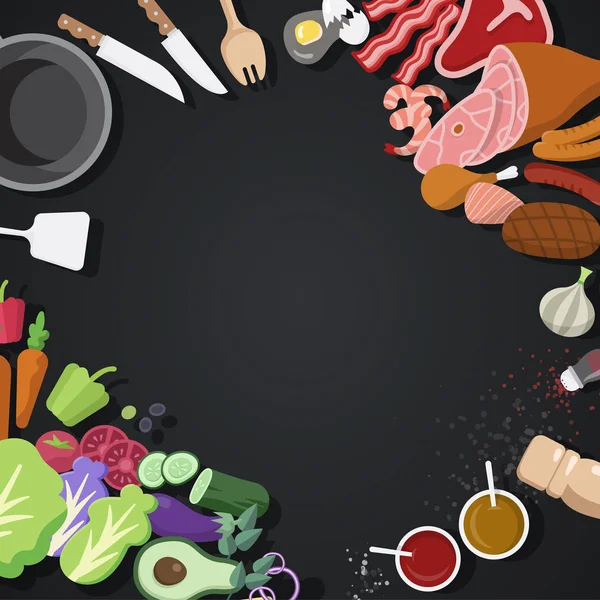 Набор Векторных Ингредиентов Инструментов Приготовления Пищи — стоковый вектор