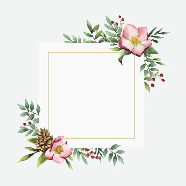 Hellebore Flower Frame Painted Watercolor Vector — Stock Vector