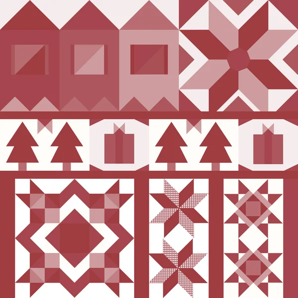 Red Christmas Tegels Geometrische Ontwerp Vector — Stockvector