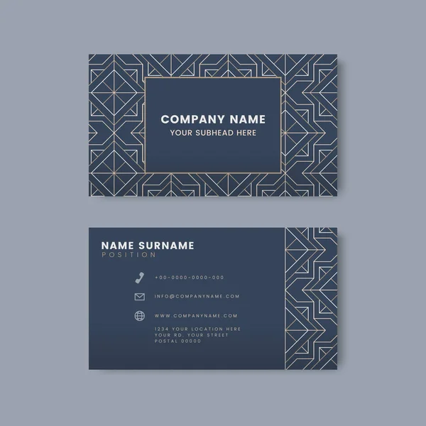 White Geometric Pattern Blue Business Card Vector — Stock Vector