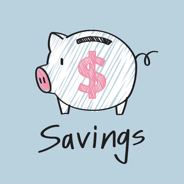 Piggy Bank Dollar Sign Illustration — Stock Vector
