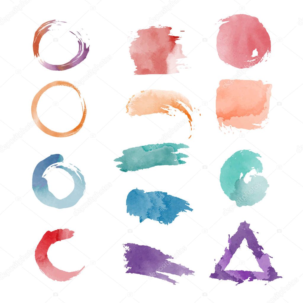 Watercolor geometric shapes vector set