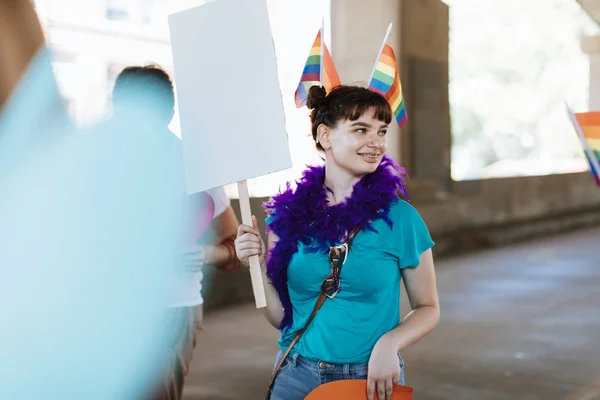 Femme Joignant Gay Pride Lgbt Festival — Photo