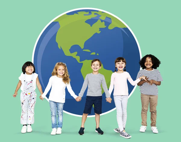 Diverse Kids Verspreiden Milieubewustzijn — Stockfoto