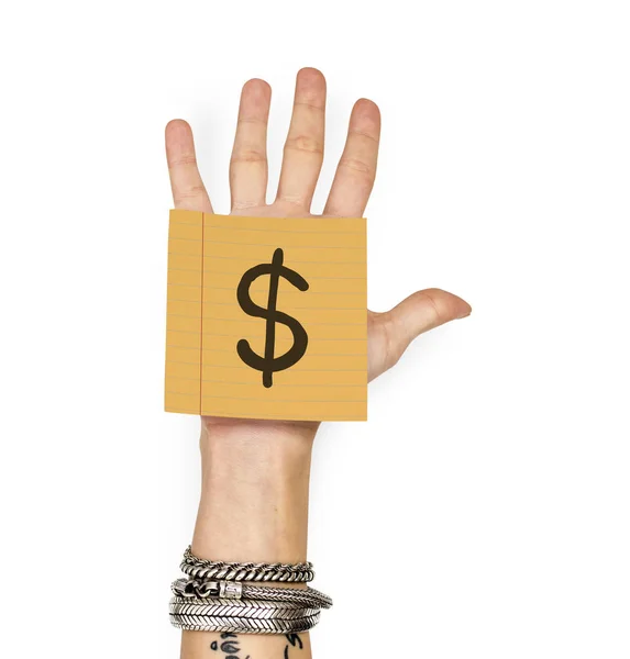 Hand Showing Sticky Note Dollar Sign — Stock Photo, Image