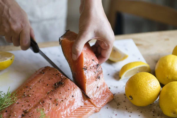 Frischer Lachs Mit Dill Food Fotografie Rezeptidee — Stockfoto