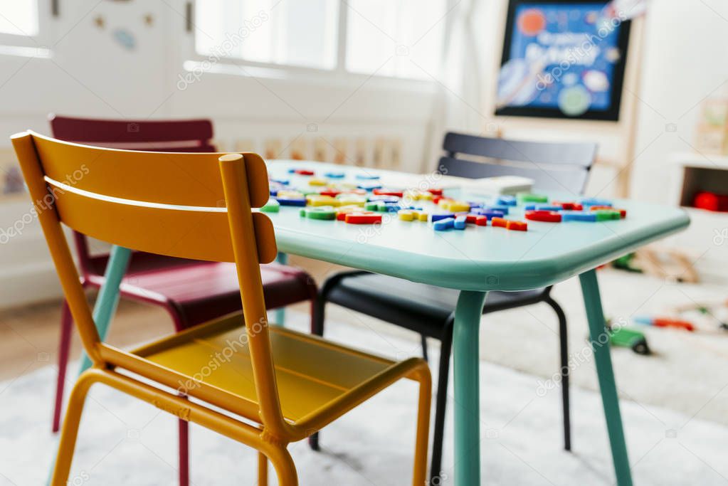 Interior design of a kindergarten classroom