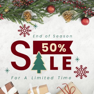% 50 Noel satış işareti mockup