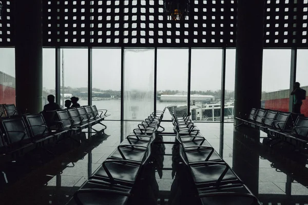 Rows Empty Chairs Airport — Stock Photo, Image