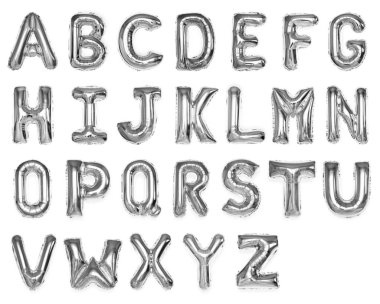 Gümüş sermaye A-Z alfabe balonlar kümesi