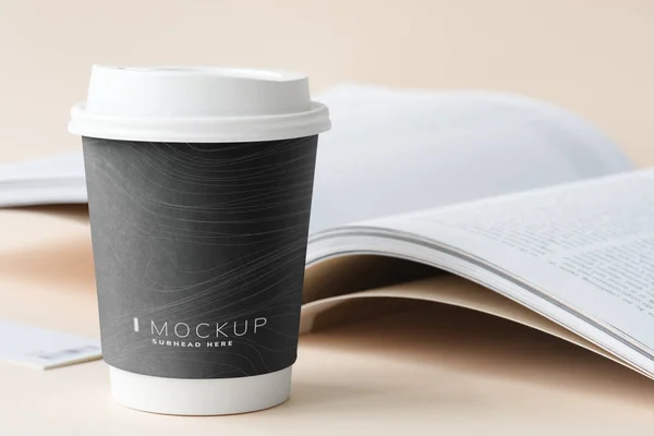 Kaffekopp Mockup Placeras Bordet — Stockfoto