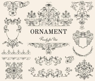 Vintage flourish ornament illustration clipart