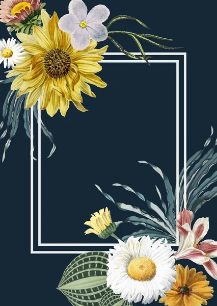 Floral Framed Invitation Card Vector — Stock Vector