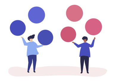 Kopya alanı olan kişilerin karakter simgeler illüstrasyon çember