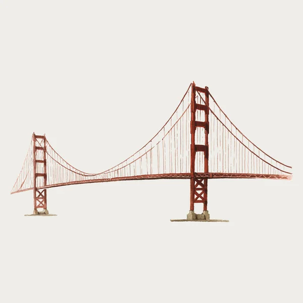 Golden Gate Bridge Akvarel Ilustrace — Stockový vektor