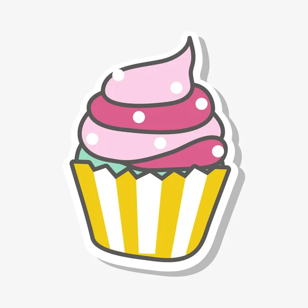 Rosa Delicioso Cremoso Cupcake Vector — Vector de stock