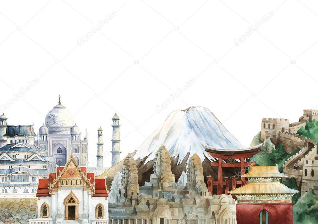 Set of famous landmark vectors