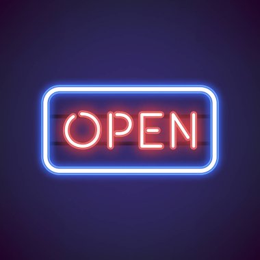 Kırmızı Açık neon işareti vektör