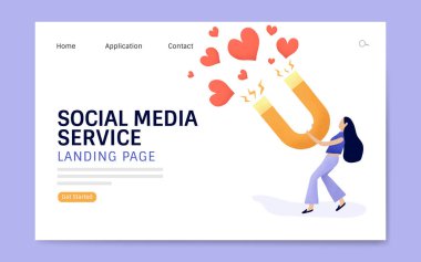 Sosyal medya servisi iniş sayfası düzenleme vektörü
