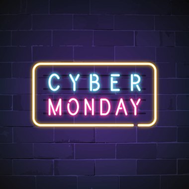 Siber Pazartesi neon ışığı vektörü