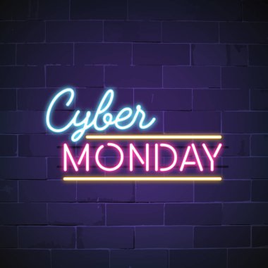 Siber Pazartesi neon ışığı vektörü