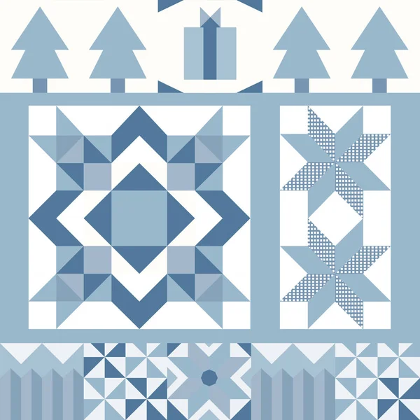 ブルー クリスマス タイル幾何学的デザインのベクトル — ストックベクタ