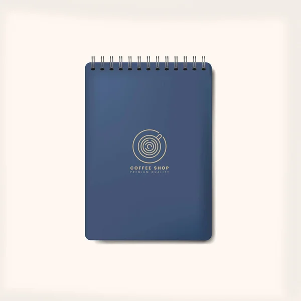 Spiral Azul Notebook Mockup Isolado Vetor — Vetor de Stock
