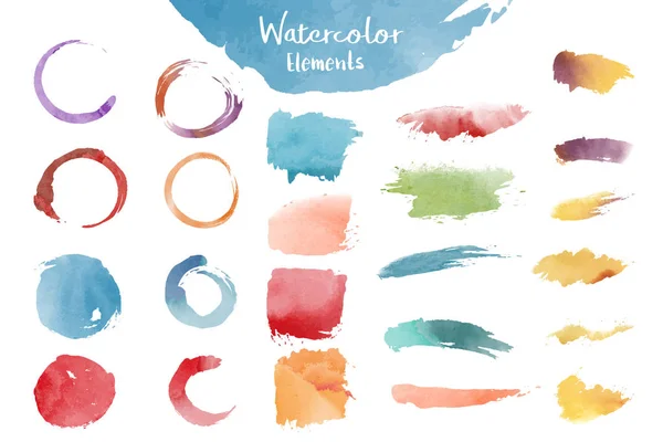 Gemischte Aquarellelemente Vektor Set — Stockvektor