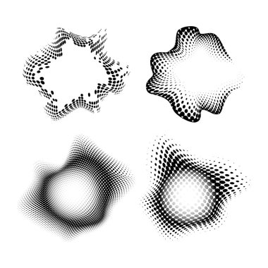 Beyaz arka plan vektör set Siyah noktalı resim rozet