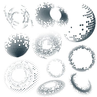 Beyaz arka plan vektör set Siyah noktalı resim rozet