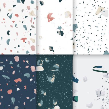 Renkli Terrazzo seamless modeli posterler vektör set