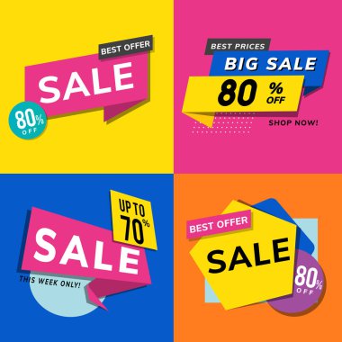 Dükkanı satış promosyon reklam vektör set