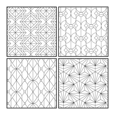 Beyaz arka plan üzerinde siyah geometrik Dikişsiz desen ayarla