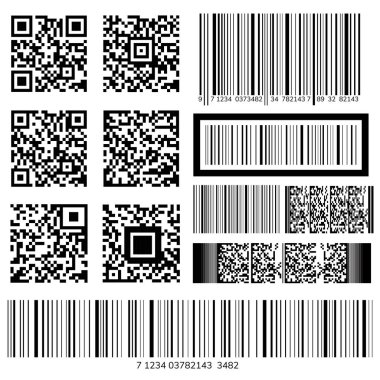 Barkod ve Qr code vektörel çizimler