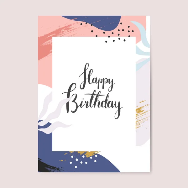 Colorful Memphis Design Happy Birthday Card Vector — Stock Vector