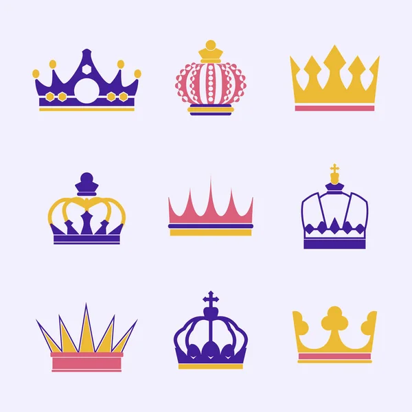 Kolekce Royal Crown Vektorů — Stockový vektor