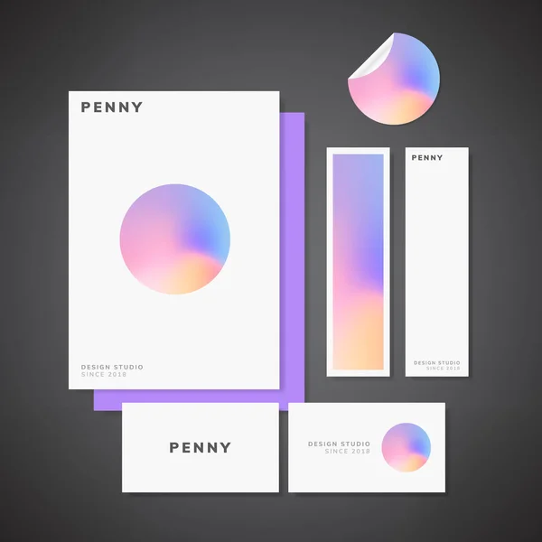 Colorful Holographic Gradient Background Design Set — Stock Vector